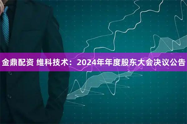 金鼎配资 维科技术：2024年年度股东大会决议公告